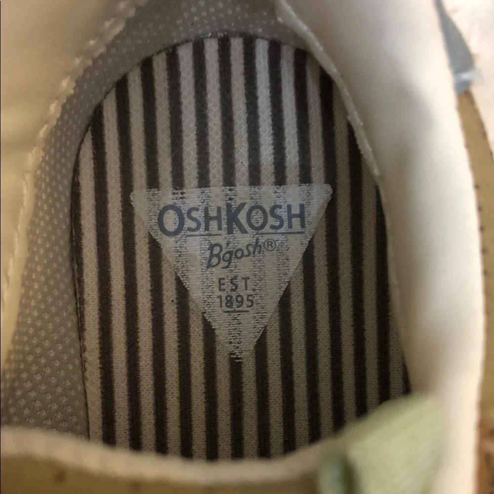 OshKosh B'gosh Tan, Brown with Light Blue and Green trim Kids Sneakers